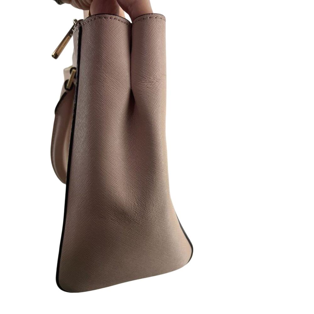 MICHAEL KORS Kellen Med Convertible Satchel Khaki Tan Beige Leather - Picture 10 of 13